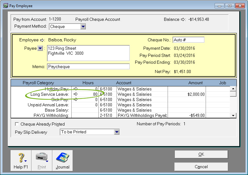Long service leave (Australia only) Support Notes MYOB AccountRight